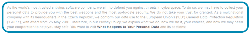 avast privacy policy