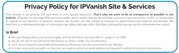 ipvanish privacy policy