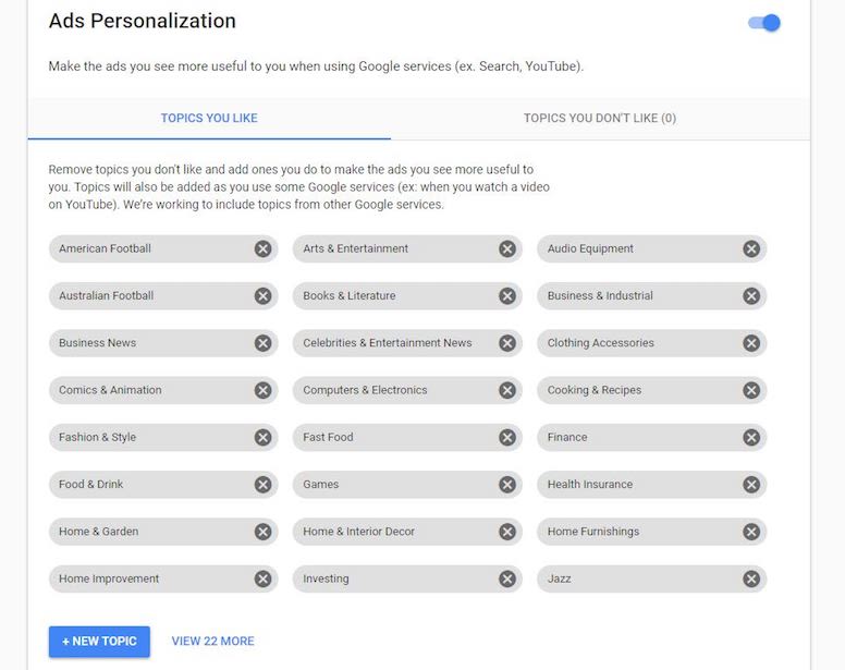 google ads personalization