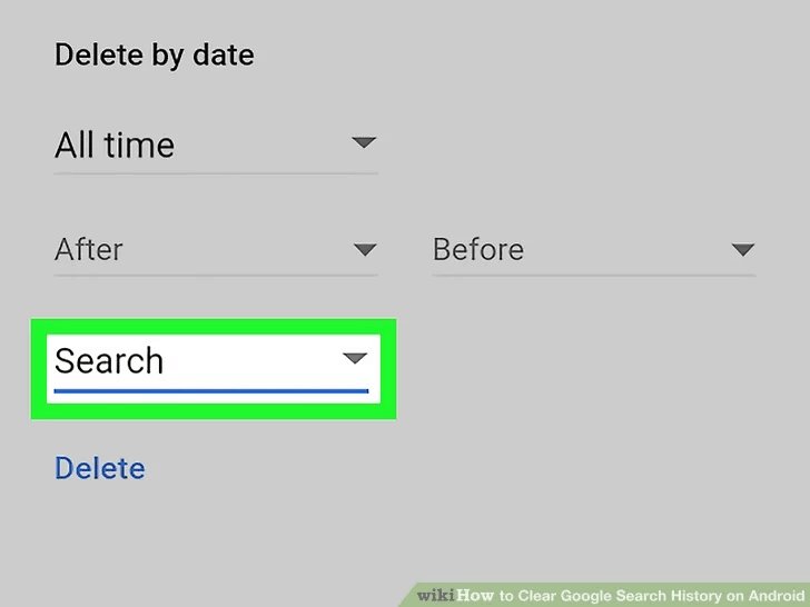 google app search delete setting android