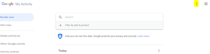 google data personalization more icon