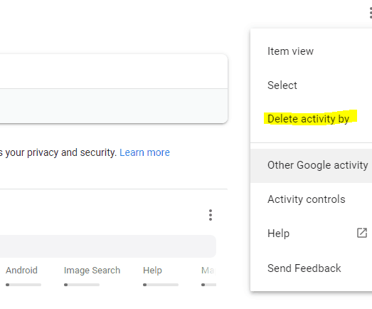 google delete activiy by