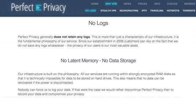 Perfect Privacy policy