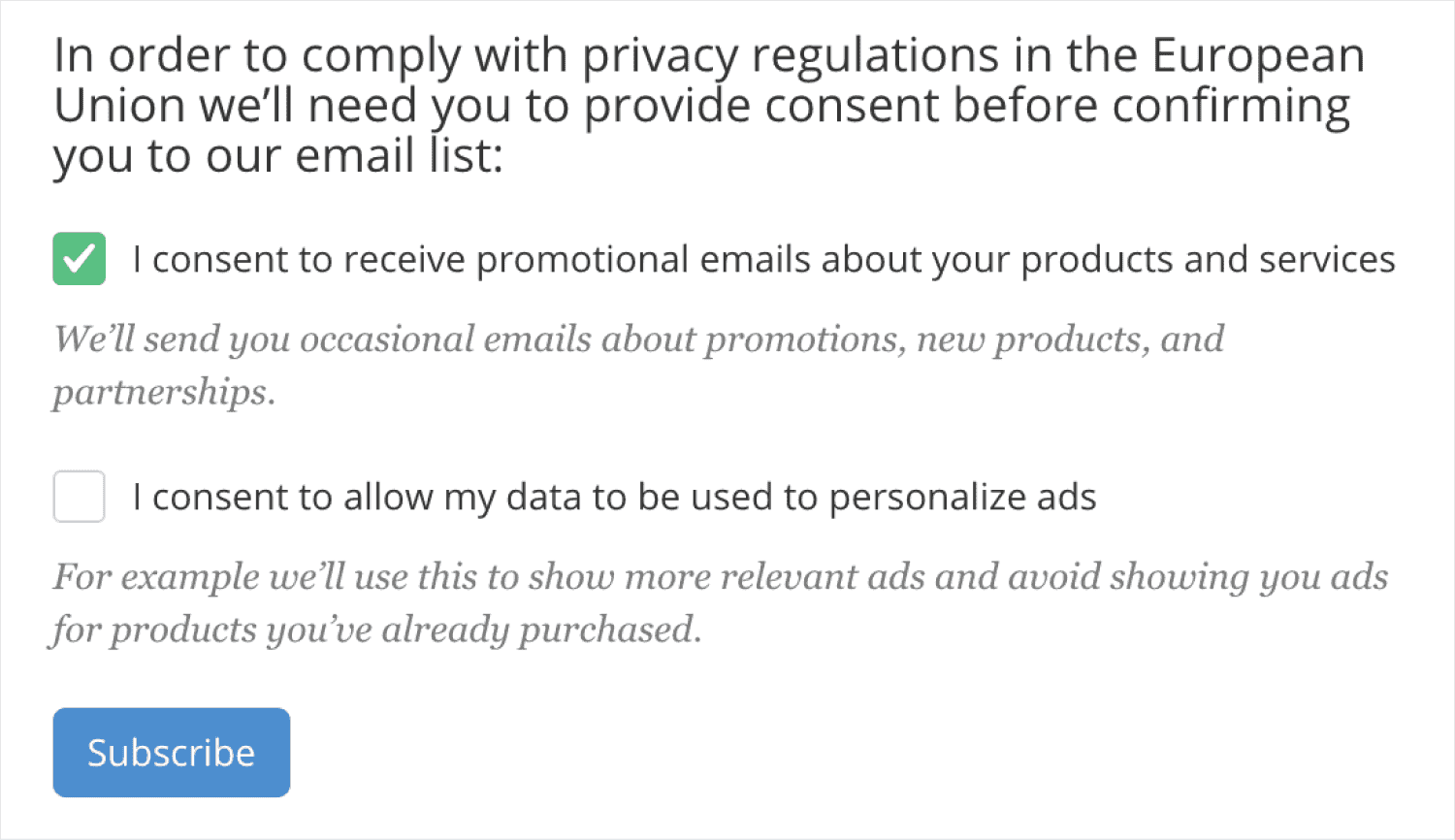 GDPR Consent Example